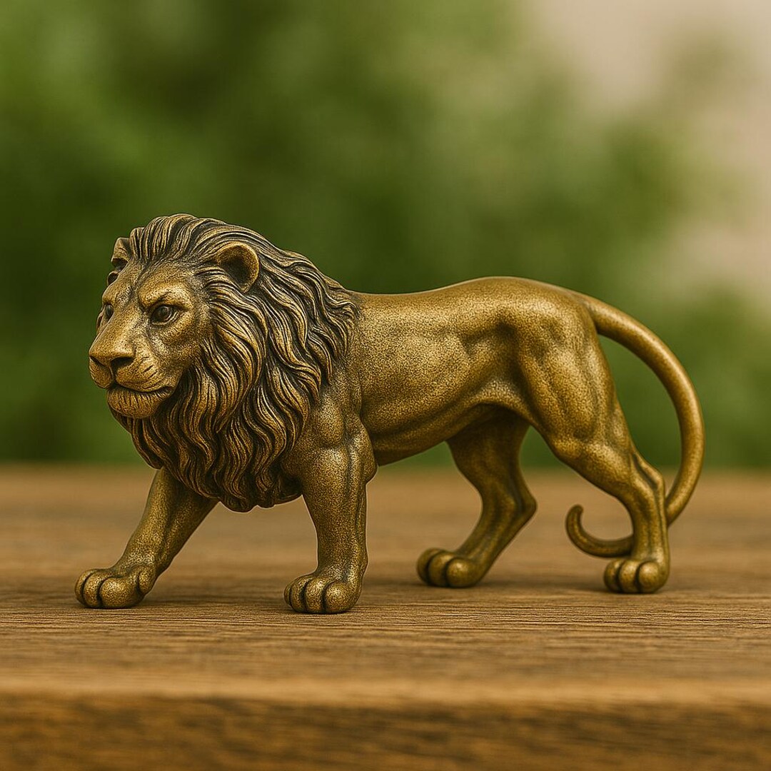 Solid Brass Lion – Collectible Miniature Animal Figurine – Decorative ...