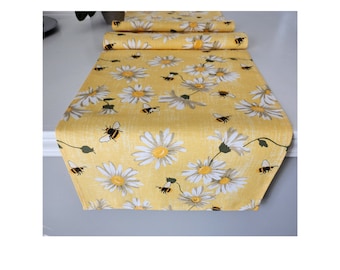 Runner da tavolo con margherite e api, decorazioni per la casa primaverili gialle