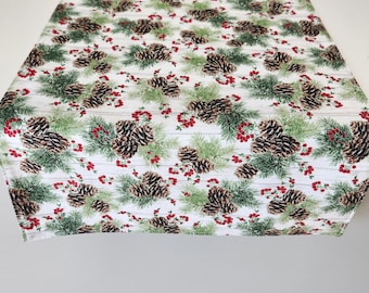 Pinecone Christmas Table Runner, Rustic Winter Decor