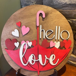Hello Love wooden sign