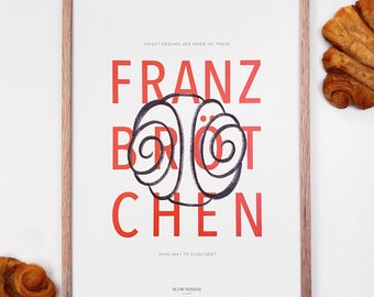 Sweet Dreams – Hamburg Poster Franzbrötchen, Art Print, Print, Illustration, Fine Art, Minimalist, Vibrant Colors, Typography, Saying