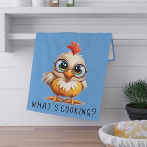 What's Cooking Kitchen Towel, Funny Chicken Kitchen Towel, Cute Chicken Gifts, Chicken Lovers Housewarming Gifts, Gift for Mom