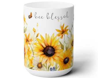 Sunflowers Ceramic Mug 15oz, Most Popular Christian Gifts, Blessed Gifts, Best Selling Mugs for Mom, Trending Mugs, Popular Birthday Wedding