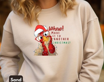 Christmas Chicken Sweatshirt, Funny Christmas Sweatshirt, Funny Chicken Sweater, Holiday Sweaters Women, Animal Lover Sweater, Barn Sweater