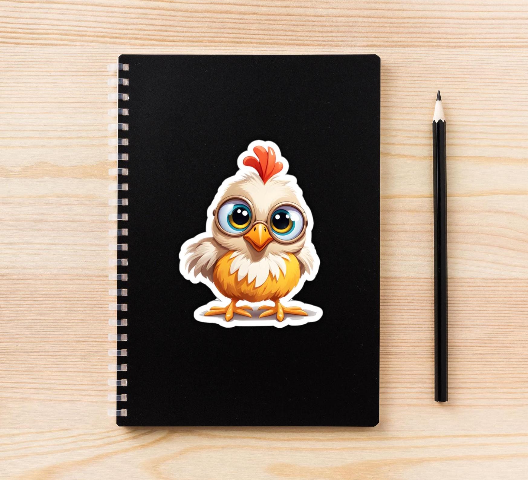 Funny Chicken Sticker, Cute Chicken Die-cut Stickers, Happy Barnyard ...
