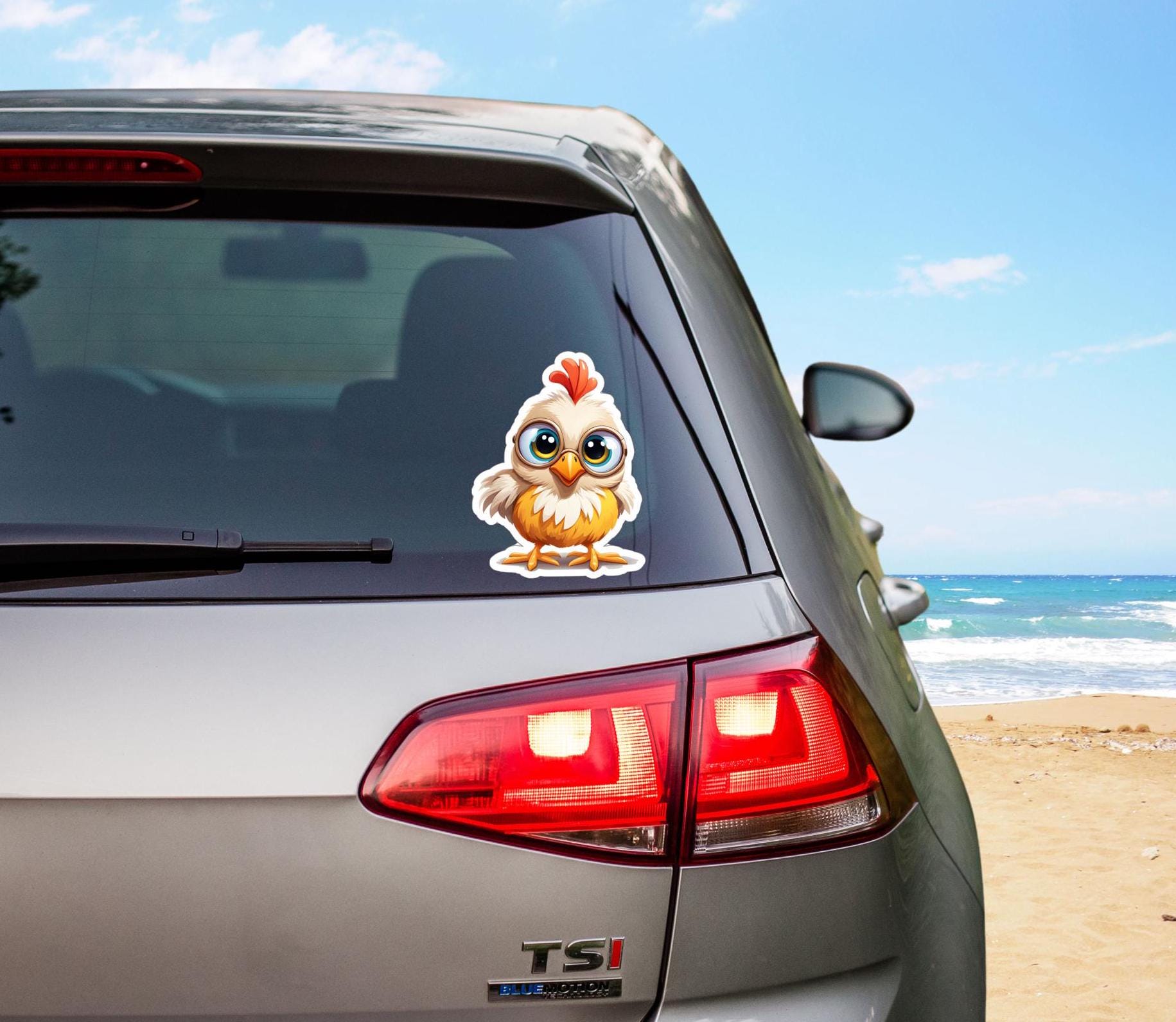 Funny Chicken Sticker, Cute Chicken Die-cut Stickers, Happy Barnyard ...