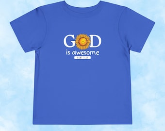 God is Awesome Toddler Shirt, Kid's Christian Tee Shirt, Cute Gift for Grandchild, Christian Tee Shirt for Boys and Girls, FREE SHIPPING