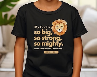 Youth Christian Shirt Kid God Lion Cute Child Lion Shirt Popular Youth Christian T Shirt Best Selling Shirt for Child Trending Christian Tee