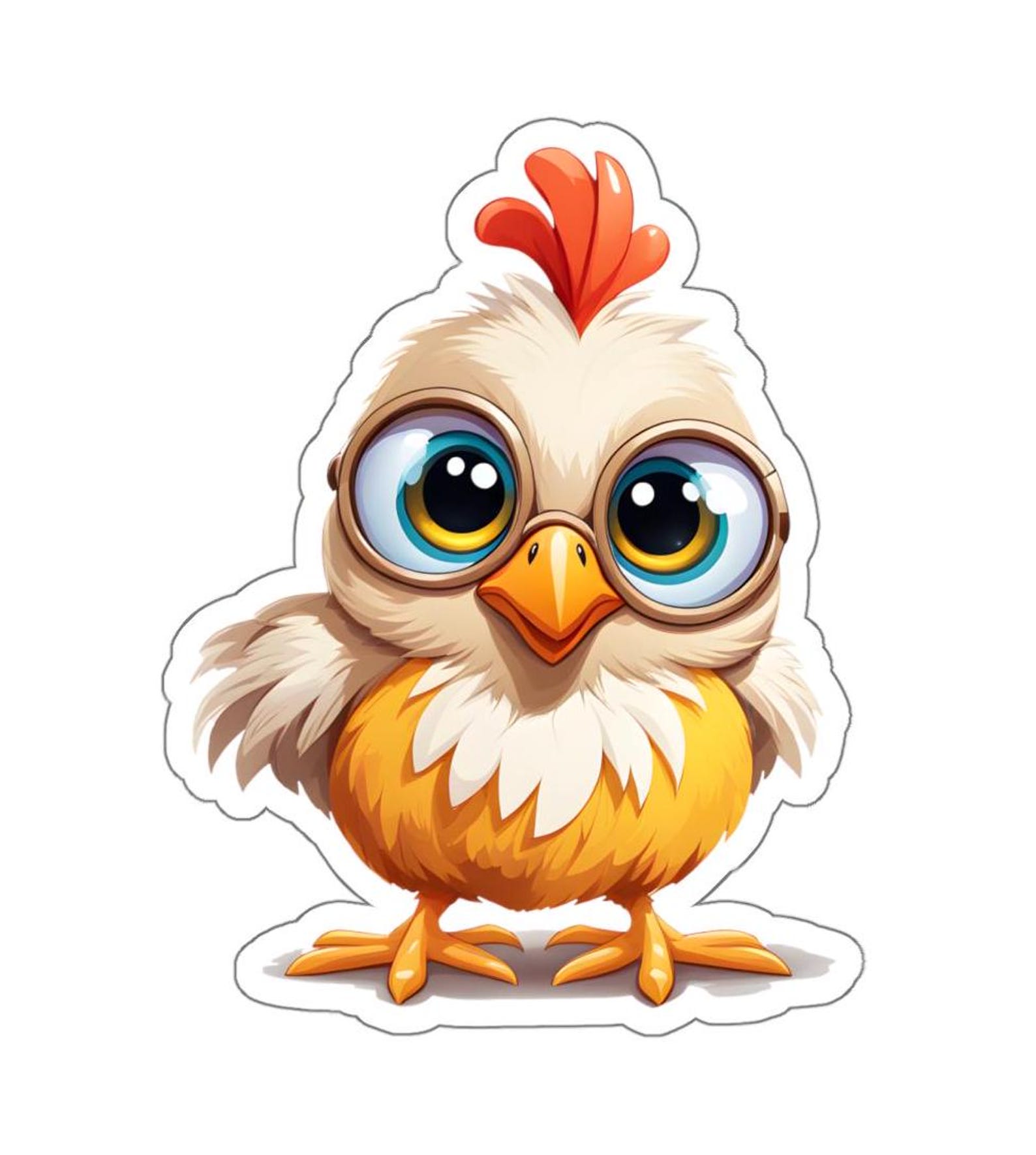Funny Chicken Sticker, Cute Chicken Die-cut Stickers, Happy Barnyard ...