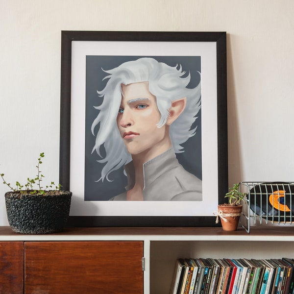 Light Elf Male Portrait Magical Art Faerie Artwork Elven Man Picture Instant Download Fantasy Video Game Inspired Artwork Romance Book Art