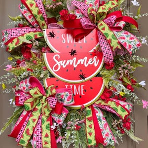 Watermelon Summer Wreath: Floral Picnic Door Decor