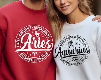 Sudadera personalizada para parejas del zodiaco, regalo de camisa a juego para parejas, mejor camisa de regalo para parejas, camisas para parejas de astrología, regalo para parejas