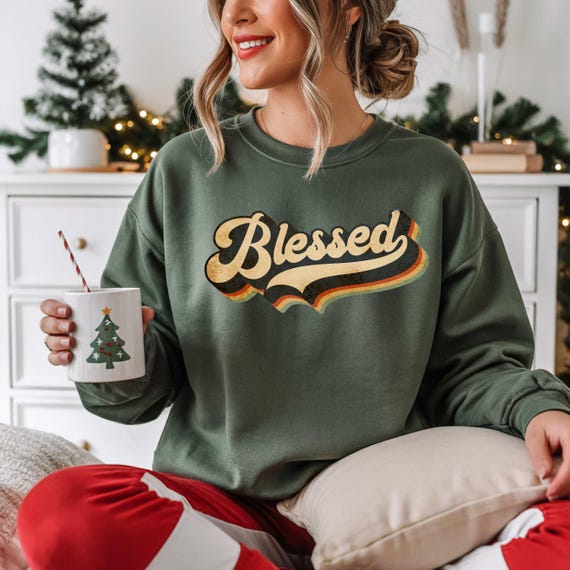 Blessed Sweatshirt, Retro Religion Shirt, Inspiration Faith Sweatshirt, Christian Shirt, Religious Gift, Bible Verse Shirt