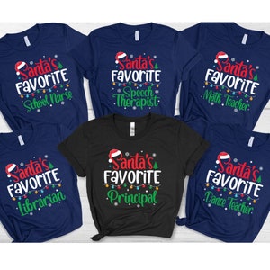 Santa's Favorite Principal Christmas Funny Teacher School T-Shirt Santa's Favorite Principal Christmas Funny Teacher School T-Shirt