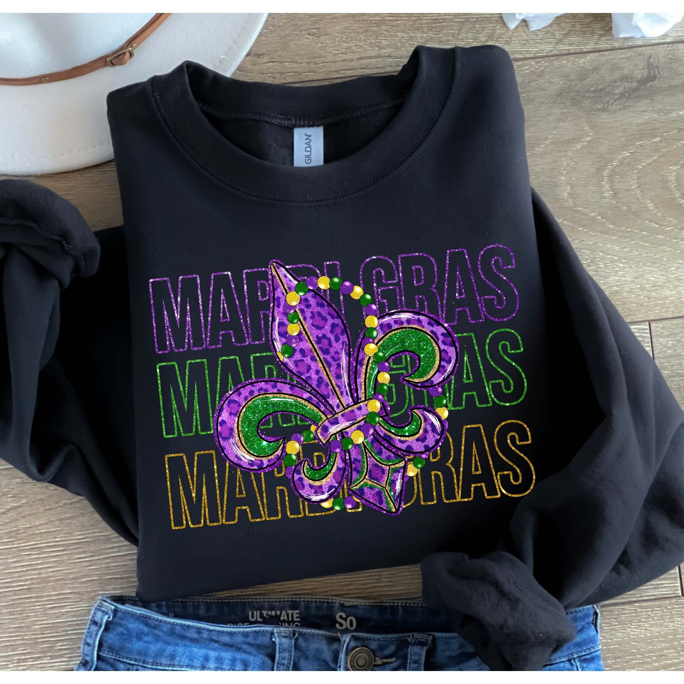 black long sleeve mardi gras shirt