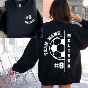 Customized Soccer Sweatshirt, Personalized Soccer Shirt, Soccer Hoodie With Custom Name and Team Name, Soccer Ball Back Printed Sweatshirt