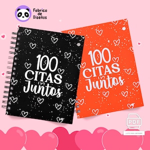Libro Álbum 100 citas juntos, San valentin, media carta, archivo digital imprimible PDF