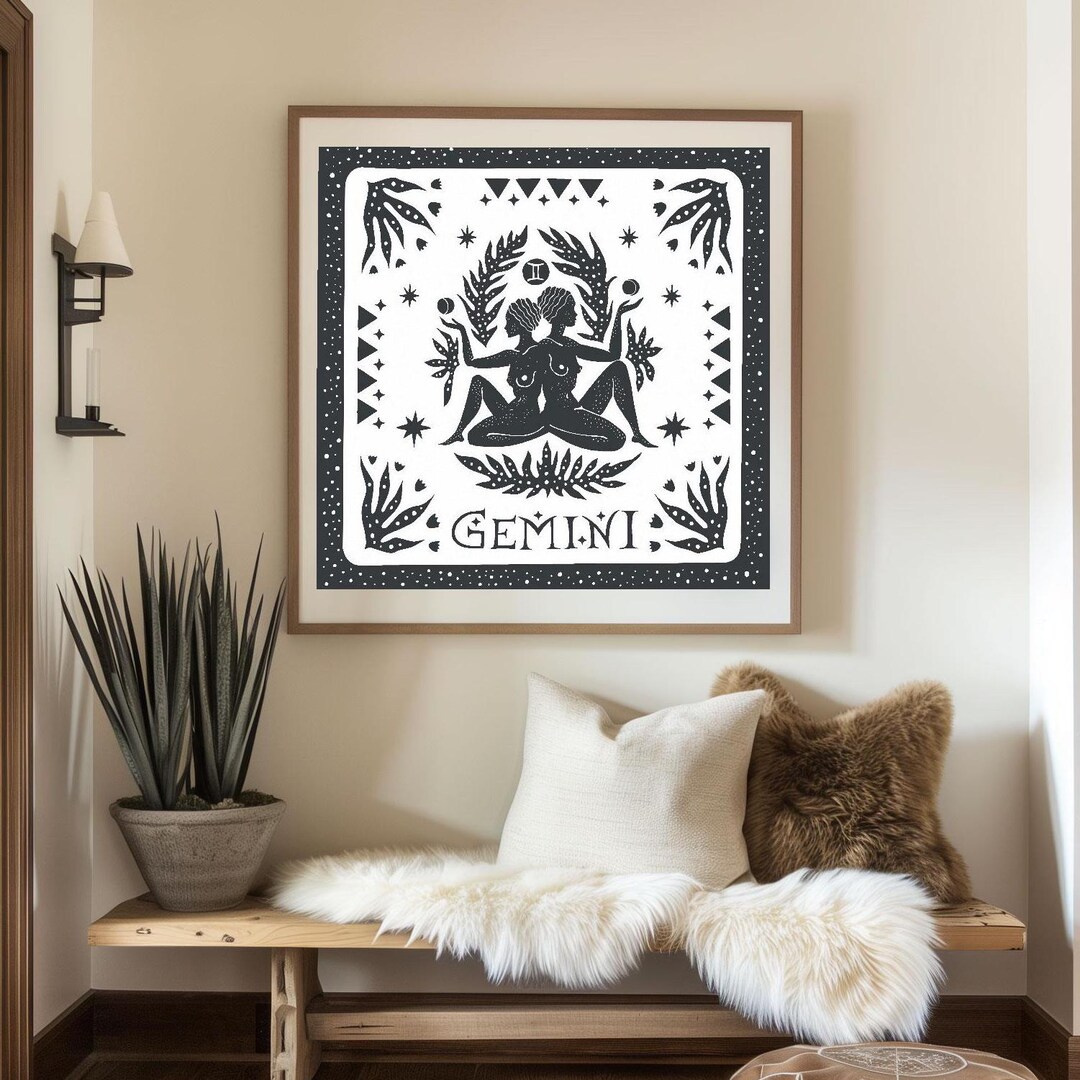 Gemini Zodiac Art Print: Boho Southwestern Star Sign Poster - Etsy