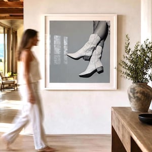 Cowgirl Boots Black & White Photo: Modern Western Framed Art