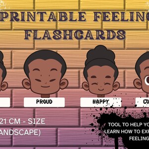 Tarjetas didácticas sobre los sentimientos de los niños negros