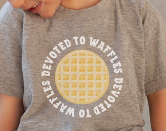Devoted to Waffles Toddler Graphic T-Shirt | Toddler Foodie Shirt | Waffle Shirt | Breakfast Lover Shirt