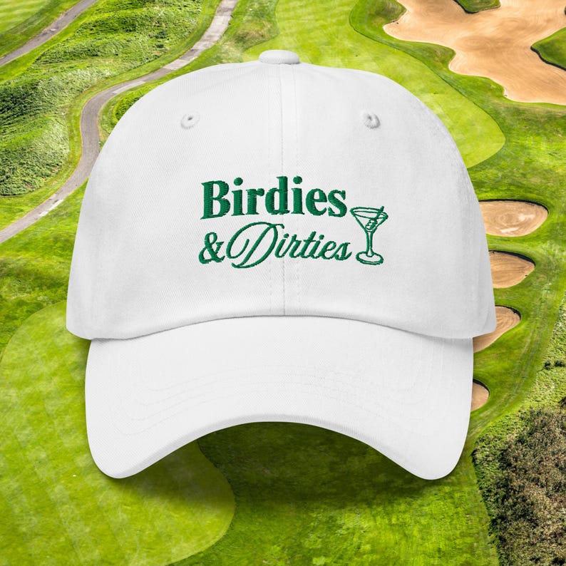 Birdies and Dirties Golf Hat | Funny Golf Gifts | Embroidered Golf Drinking Hat | Fun Good Golf Cap | Birdie Golf Club | Dirty Martini Golf
