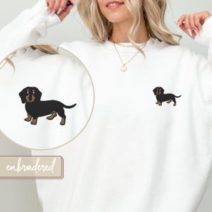 Dachshund Embroidered Sweatshirt | Wiener Dog Gift | Dachshund Shirt | Embroidered Doxie Gift