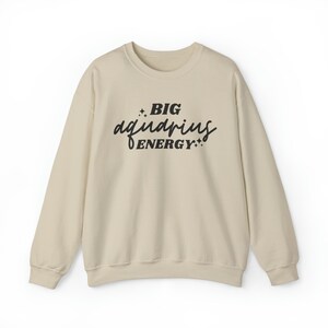 Big Aquarius Energy Sweatshirt, Retro Zodiac Hoodie, Trendy Astrology Sweater, Aquarius Horoscope Birthday Gift, Aesthetic January Birthday image 6