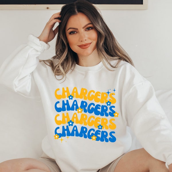 Chargers Football Sweatshirt, Los Angeles NFL Mascot Retro Game Day Shirt, Groovy Football Sweatshirt, American Football Vintage Crewneck