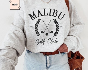 Malibu Golf Club Sweatshirt, Classic Vintage-Inspired Crewneck, Preppy Golf Hoodie, Country Club Chic, Golf Player Gifts, Sports Club Shirt