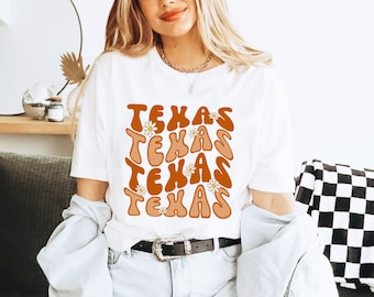 Retro Texas Game Day Shirt, Texas College Football Tee, Hook 'em Horns Groovy Football Tee, Texas Football Fan Apparel, College Student Gift