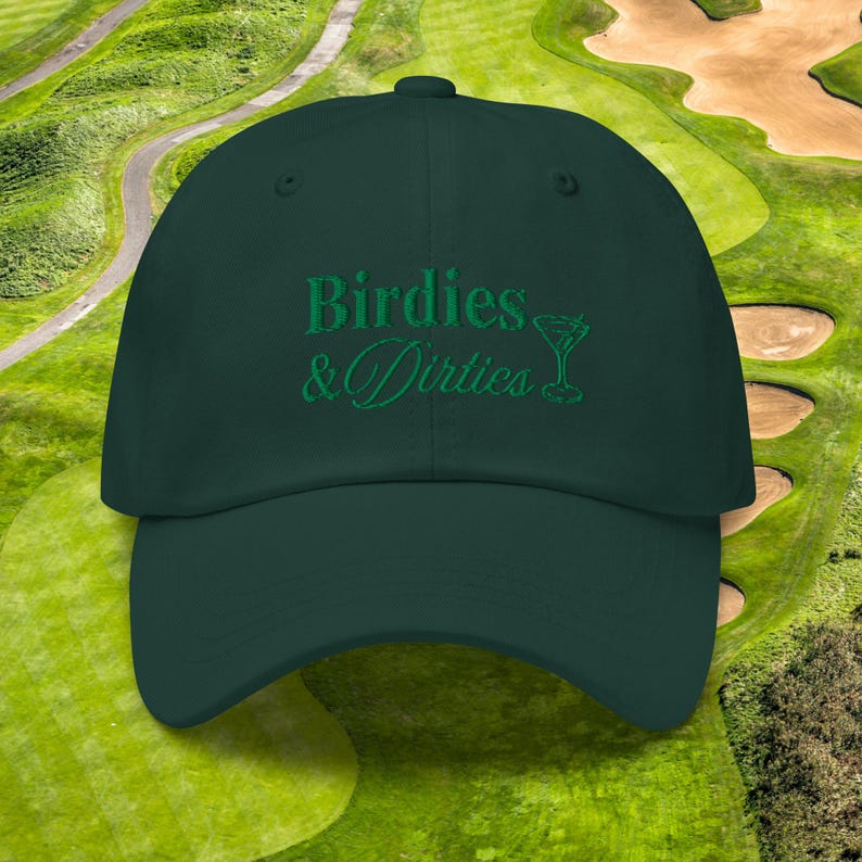 Birdies and Dirties Golf Hat | Funny Golf Gifts | Embroidered Golf Drinking Hat | Fun Good Golf Cap | Birdie Golf Club | Dirty Martini Golf