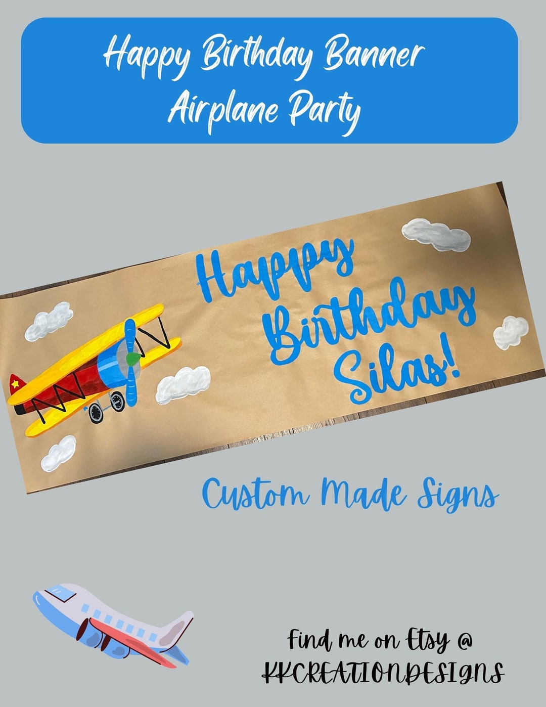 Airplane Custom Painted Birthday Banner - Etsy