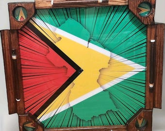 Mesa de Domino Personalizada-Domino/Dominoes/Dominos Table Adults Custom Made (Guyana Flag 2)