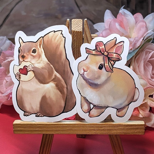 Squirrel & Rabbit Stickers - Valentine’s Special