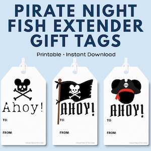Fish Extender Gifts Pirate Night | Disney Cruise Pirate Night Gift Tags Printable | Instant Download