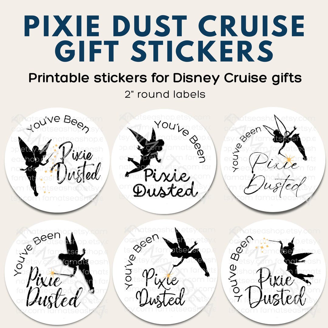Pixie Dust Sticker Examples Pixie Dust Stickers Disney Cruise Printable | Fish Extender Gift Labels ...