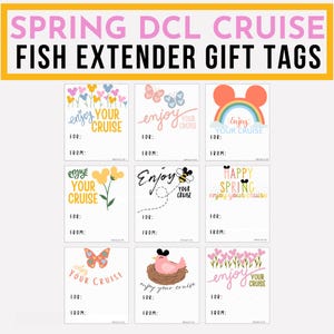 Spring Cruise Gift Tags - Mouse-Inspired Printable Tags for Fish Extender Gifts, Cruising Ducks & Pixie Dust Treats