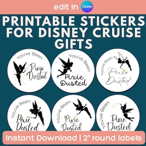Pegatinas de Pixie Dust de Disney Cruise para imprimir / Etiquetas de regalo con extensión de pescado / Pegatinas circulares de crucero de 5 cm / Descarga instantánea