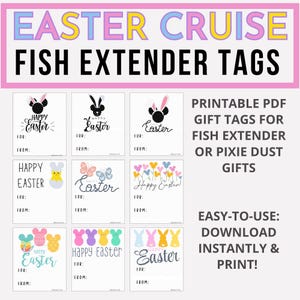Easter-Themed Cruise Gift Tags | Printable Magic Mouse Cruise Tags | Fish Extender & Pixie Dust Gifts Printable Tags for your DCL Cruise