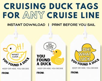 Etiquetas imprimibles de patos para cruceros / ¡Encontraste un pato! / Disney Carnival Royal Caribbean / Descarga instantánea