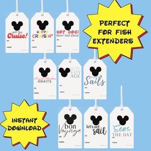 Printable Gift Tags - DCL Cruise Fish Extender Tags, Pixie Dust Tags Instant Download Printable Tags Magic Mouse Inspired Cruise Gift Tags