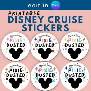 You've Been Pixie Dusted Stickers, Disney Cruise Fish Extender Gifts, 6 Color Options, Canva Template, Printable PDF PNG