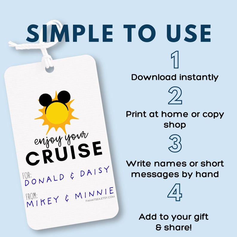 Disney Cruise Fish Extender Tags, Cruise Gift Exchange Tags Printable, Tropical Mickey Gift Tags, Print and Write, Instant Download PDF image 3