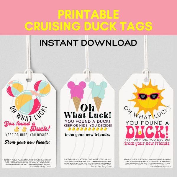 Join the Cruising Duck Fun! Cruise Duck Tag Printable (Instant Download)- Cruise Printable