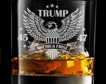 Engraved Trump 2024 Whiskey Glass - Personalized Republican Gift
