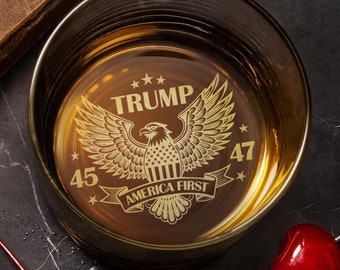 Engraved Trump 2024 Whiskey Glass – Republican Gift