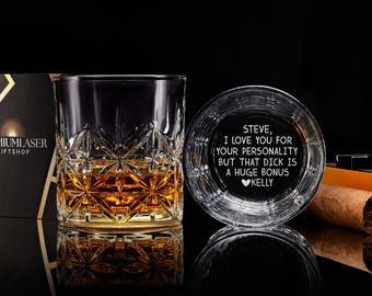 Engraved Whiskey Glass – Funny Gift for Him, Personalized Bourbon Glass