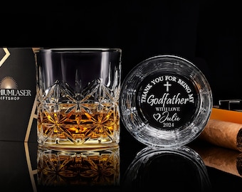 Engraved Whiskey Glass Godfather Gift: Personalized Rocks Glass Keepsake,  Godparent  Proposal