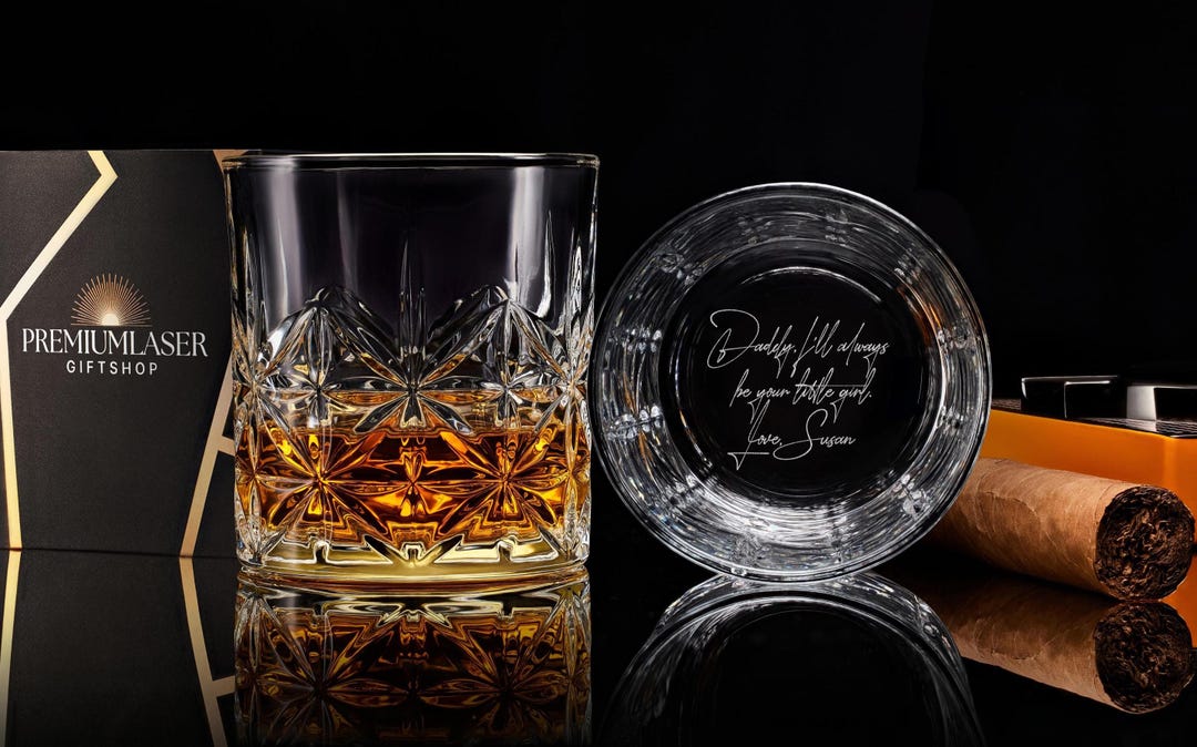 Personalized Whiskey Rock Glass, Christmas Gift for Husband, Dad, and Him, Custom Handwrit